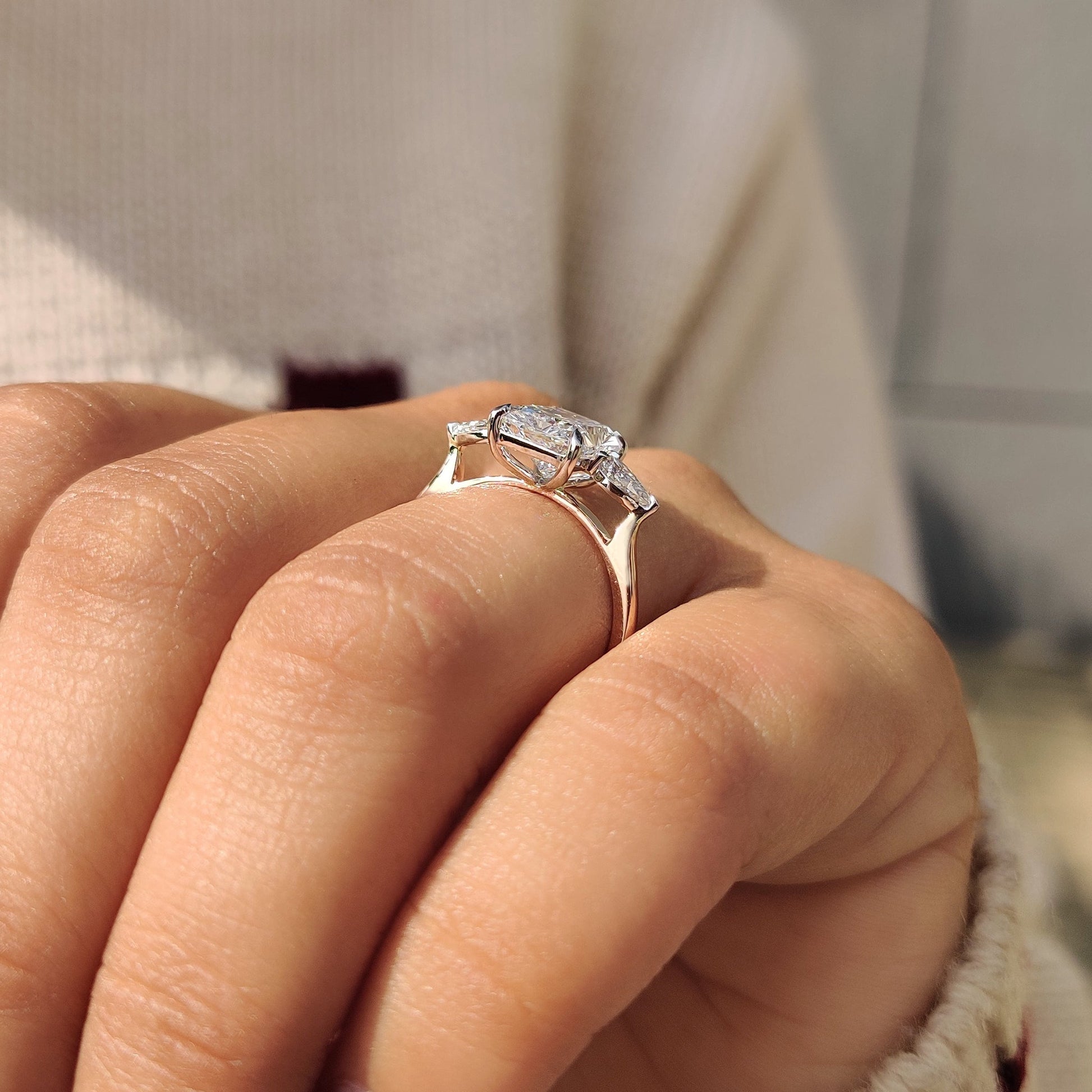 Cushion Hidden Halo Lab Grown Diamond Engagement Ring