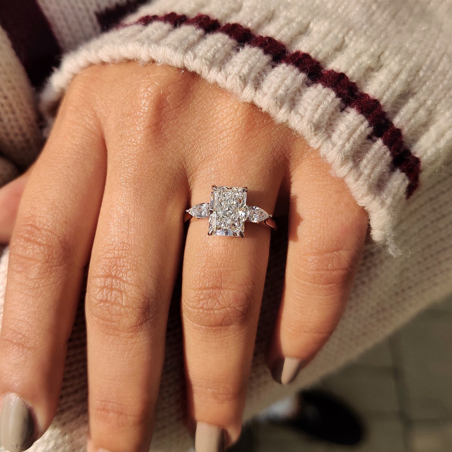 Cushion Hidden Halo Lab Grown Diamond Engagement Ring