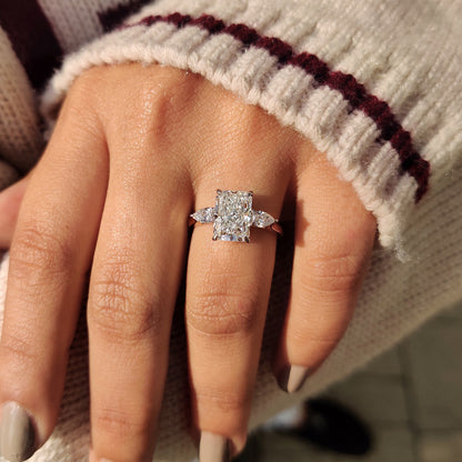Cushion Hidden Halo Lab Grown Diamond Engagement Ring