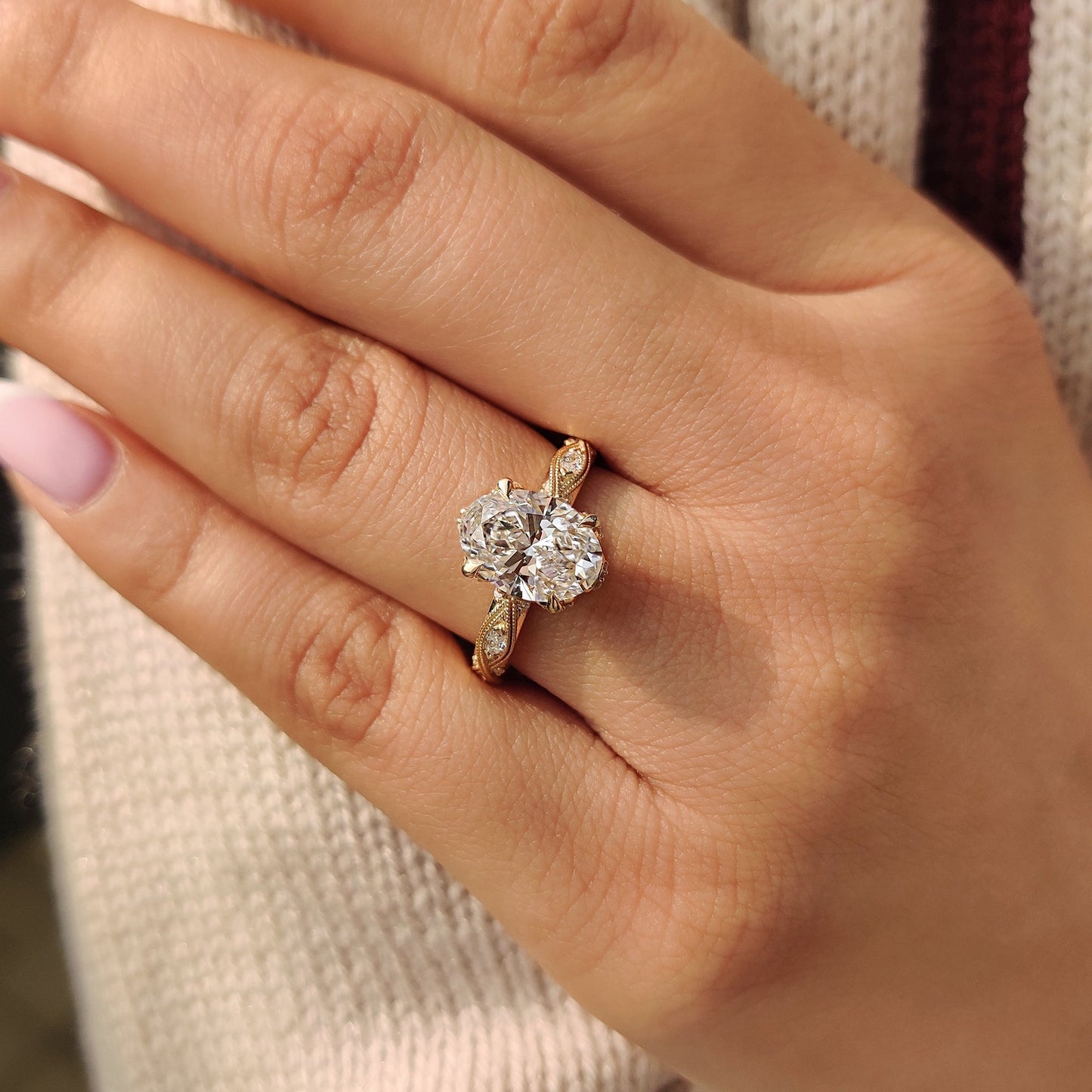 Cushion Hidden Halo Lab Grown Diamond Engagement Ring