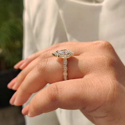 Cushion Hidden Halo Lab Grown Diamond Engagement Ring