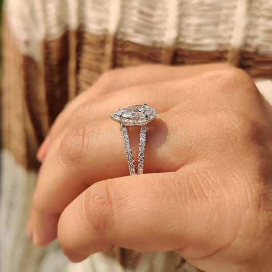 Cushion Hidden Halo Lab Grown Diamond Engagement Ring