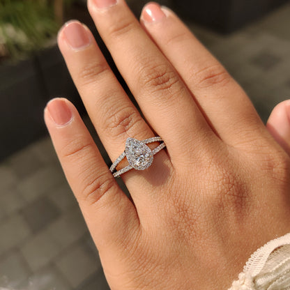 Cushion Hidden Halo Lab Grown Diamond Engagement Ring