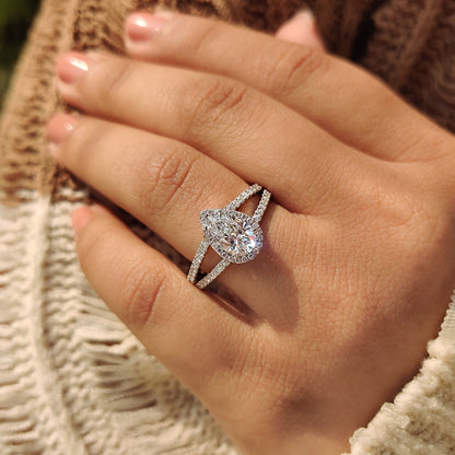 Cushion Hidden Halo Lab Grown Diamond Engagement Ring