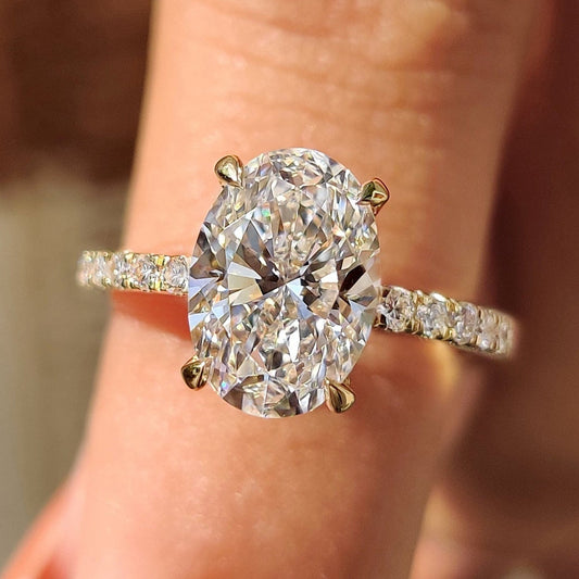 Cushion Hidden Halo Lab Grown Diamond Engagement Ring