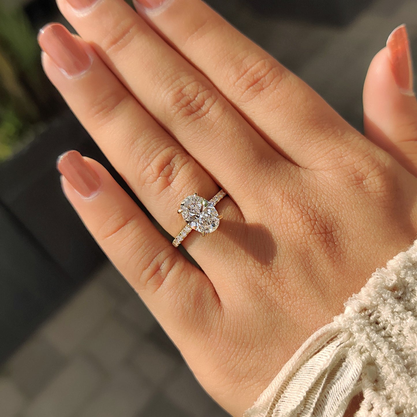 Cushion Hidden Halo Lab Grown Diamond Engagement Ring