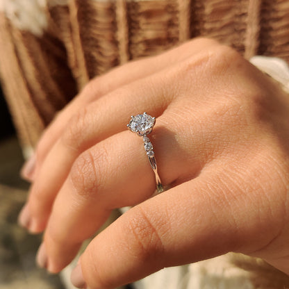 Cushion Hidden Halo Lab Grown Diamond Engagement Ring