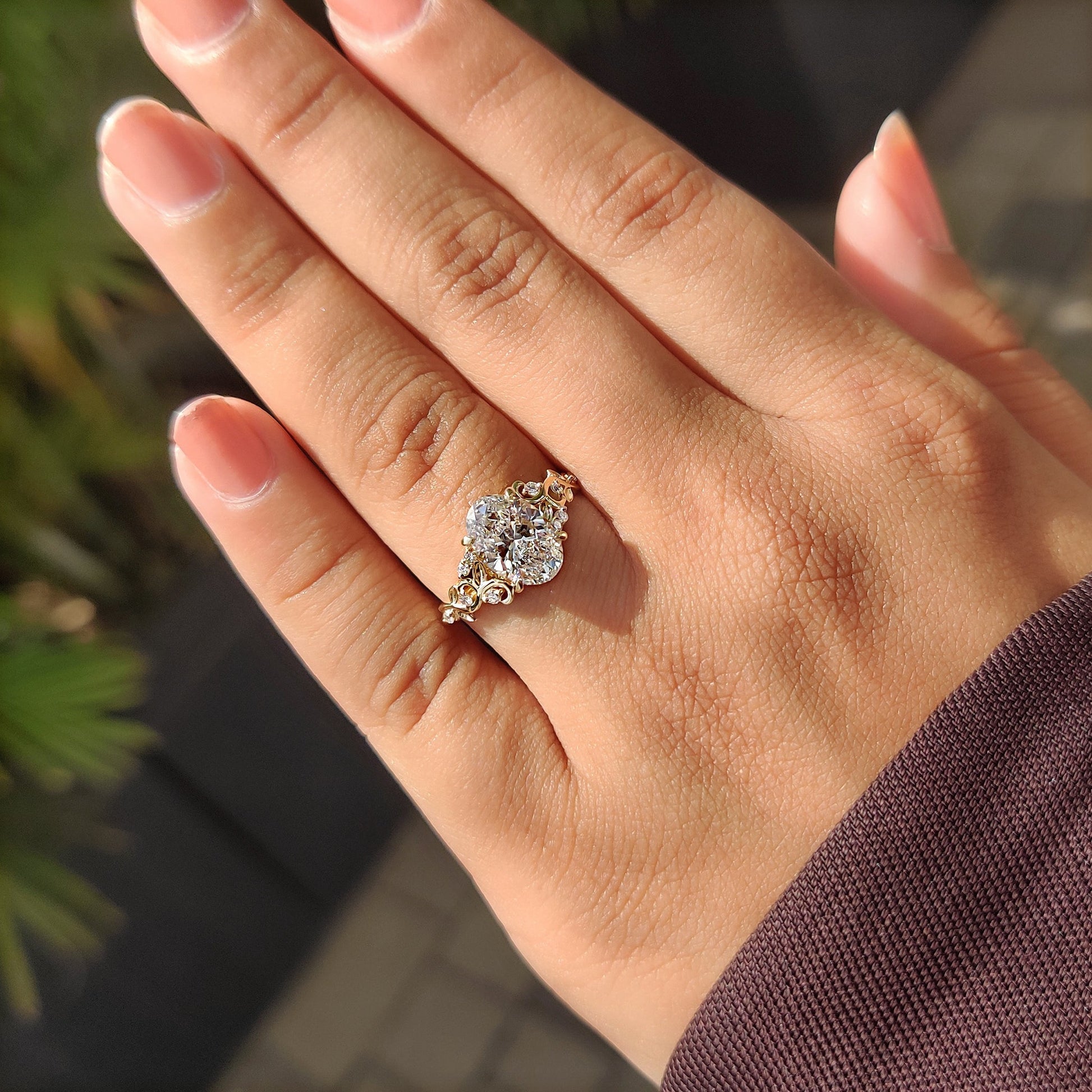 Cushion Hidden Halo Lab Grown Diamond Engagement Ring