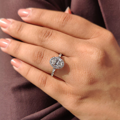 Cushion Hidden Halo Lab Grown Diamond Engagement Ring
