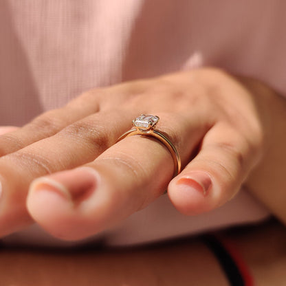 Cushion Hidden Halo Lab Grown Diamond Engagement Ring