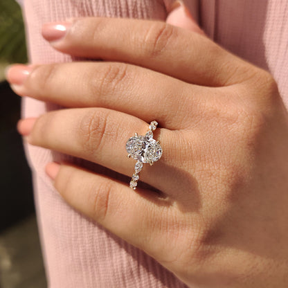Cushion Hidden Halo Lab Grown Diamond Engagement Ring