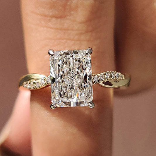 Cushion Hidden Halo Lab Grown Diamond Engagement Ring