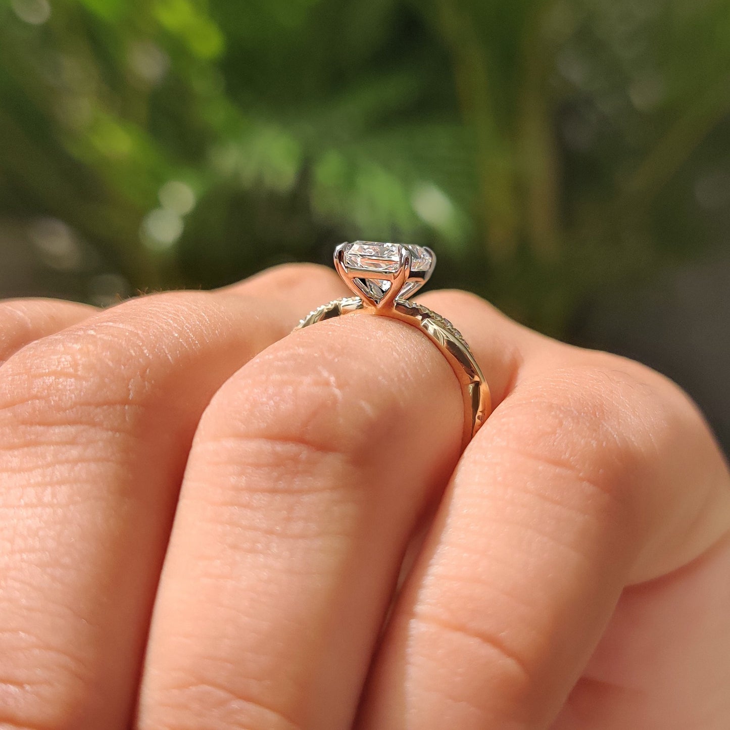Cushion Hidden Halo Lab Grown Diamond Engagement Ring