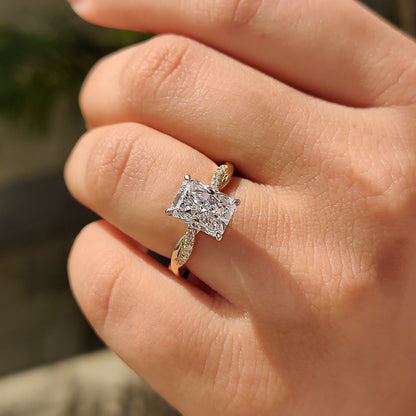Cushion Hidden Halo Lab Grown Diamond Engagement Ring