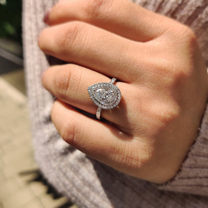 Cushion Hidden Halo Lab Grown Diamond Engagement Ring