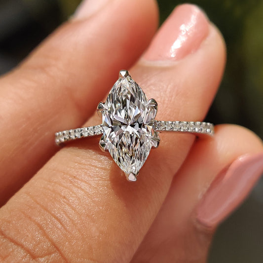 Cushion Hidden Halo Lab Grown Diamond Engagement Ring