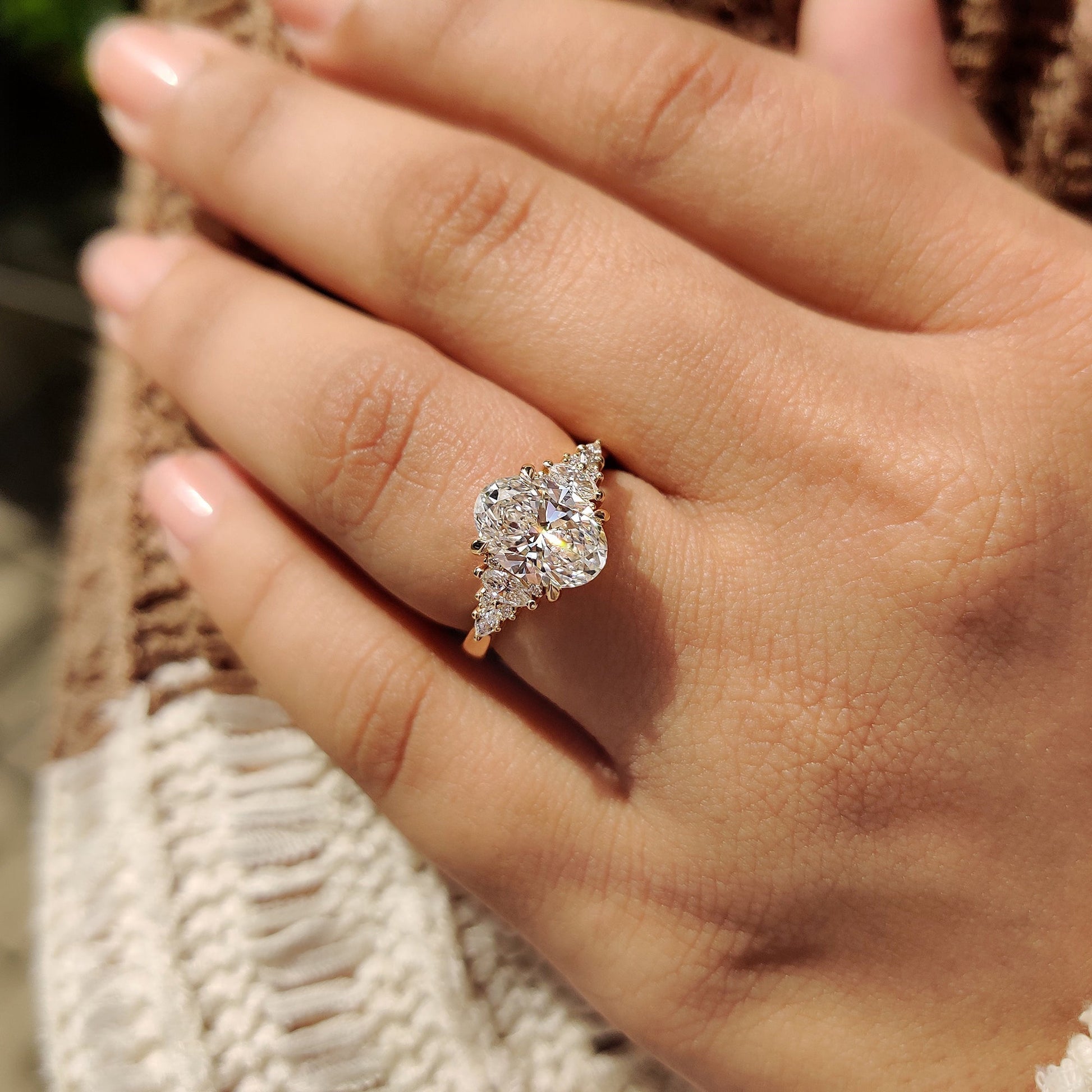 Cushion Hidden Halo Lab Grown Diamond Engagement Ring