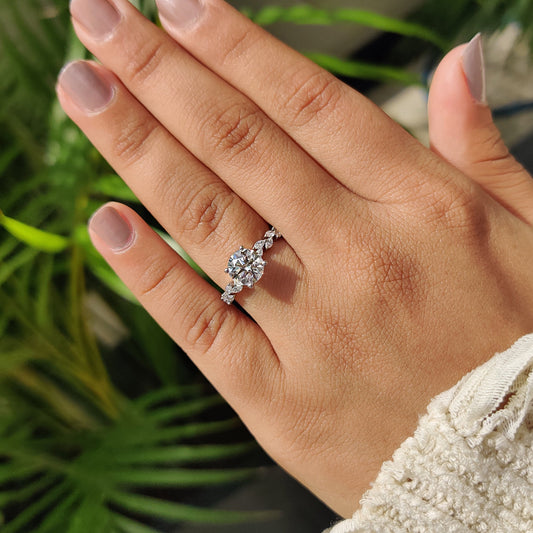 Cushion Hidden Halo Lab Grown Diamond Engagement Ring