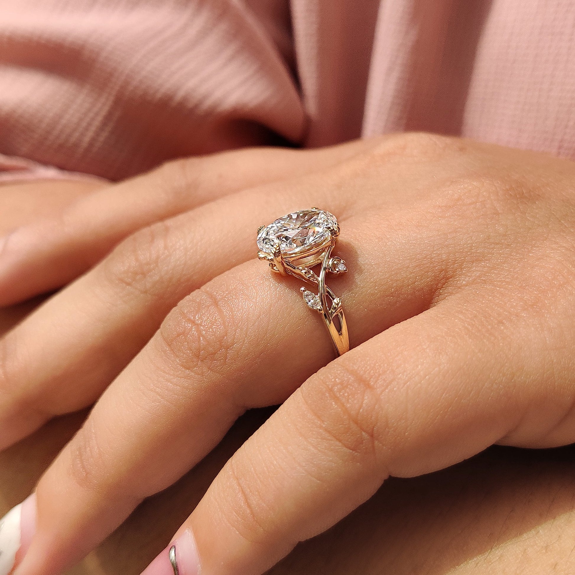 Cushion Hidden Halo Lab Grown Diamond Engagement Ring