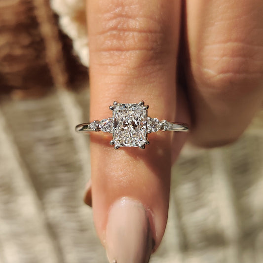 Cushion Hidden Halo Lab Grown Diamond Engagement Ring