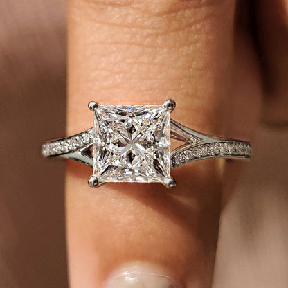 Cushion Hidden Halo Lab Grown Diamond Engagement Ring