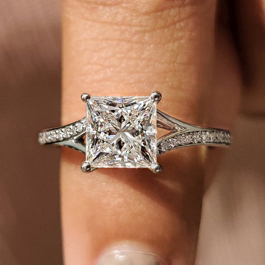 Cushion Hidden Halo Lab Grown Diamond Engagement Ring