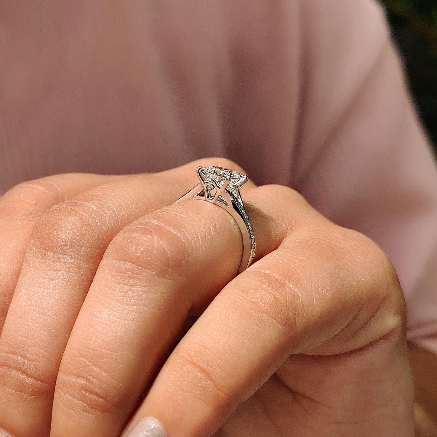 Cushion Hidden Halo Lab Grown Diamond Engagement Ring