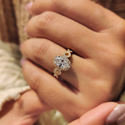 Cushion Hidden Halo Lab Grown Diamond Engagement Ring