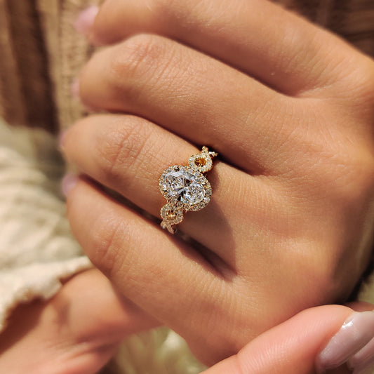 Cushion Hidden Halo Lab Grown Diamond Engagement Ring