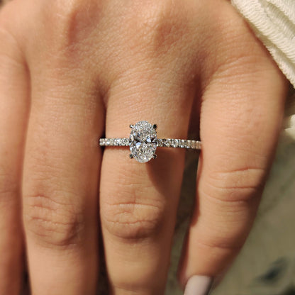 Cushion Hidden Halo Lab Grown Diamond Engagement Ring