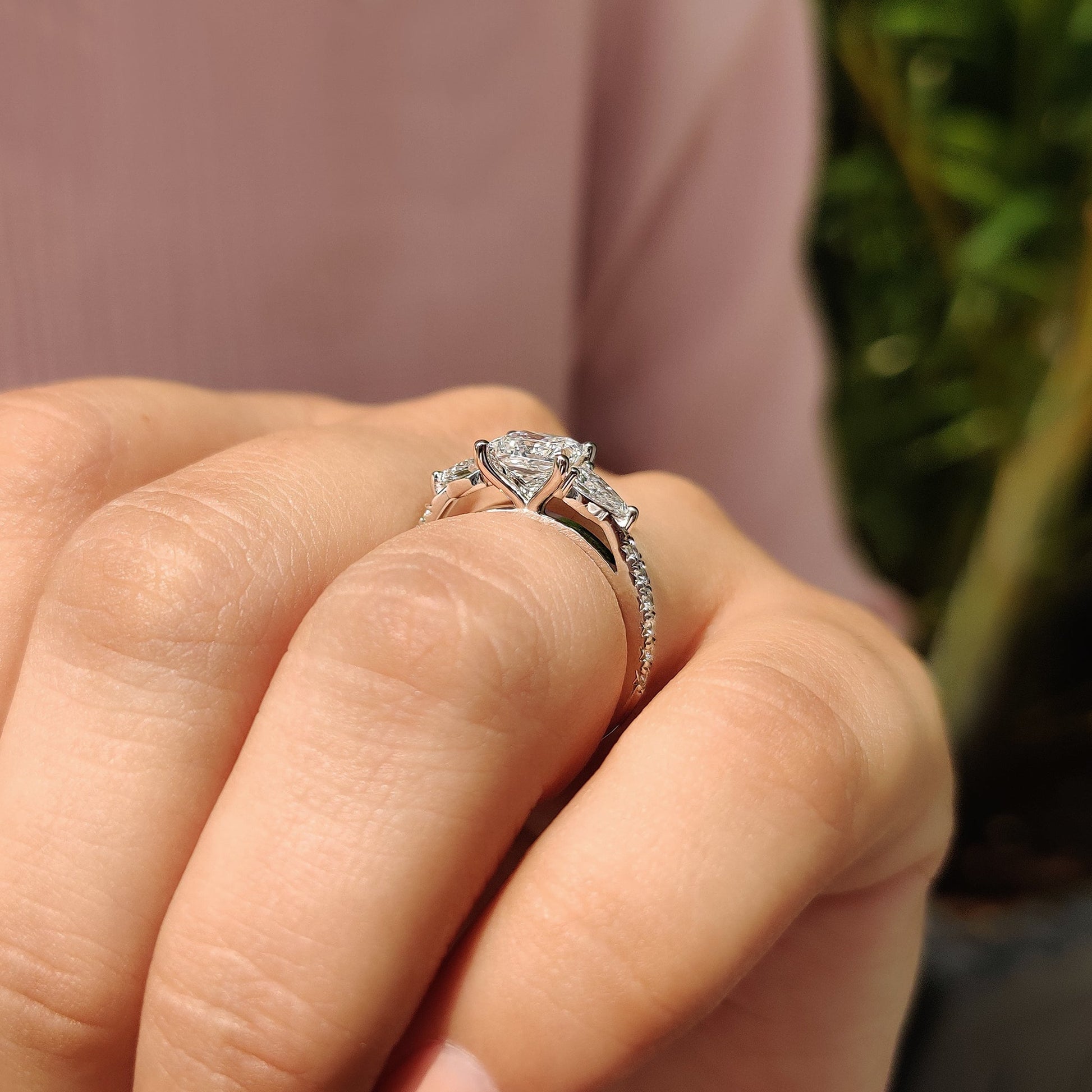 Cushion Hidden Halo Lab Grown Diamond Engagement Ring