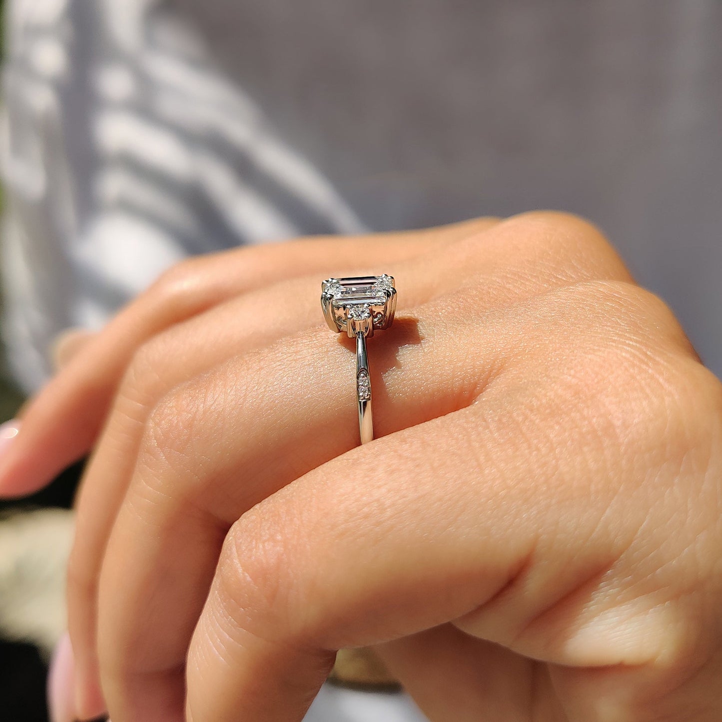 Cushion Hidden Halo Lab Grown Diamond Engagement Ring