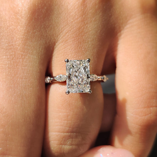 Cushion Hidden Halo Lab Grown Diamond Engagement Ring