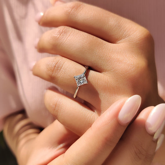 Cushion Hidden Halo Lab Grown Diamond Engagement Ring