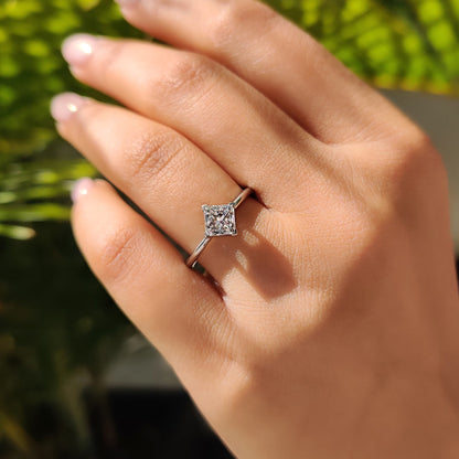 Cushion Hidden Halo Lab Grown Diamond Engagement Ring