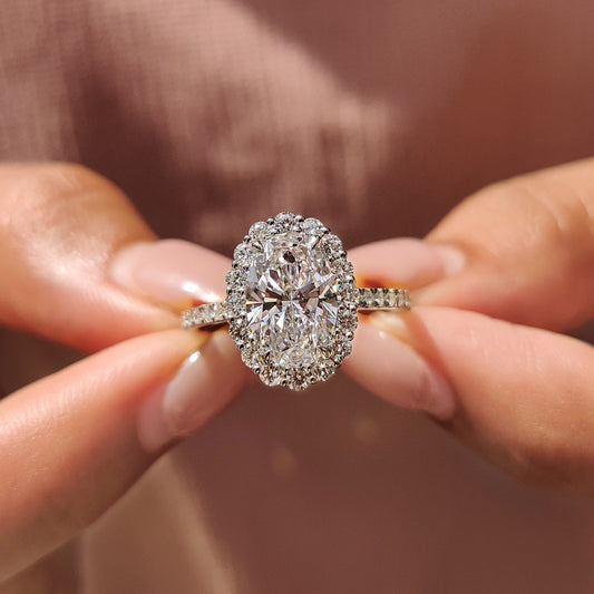 Cushion Hidden Halo Lab Grown Diamond Engagement Ring