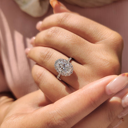 Cushion Hidden Halo Lab Grown Diamond Engagement Ring