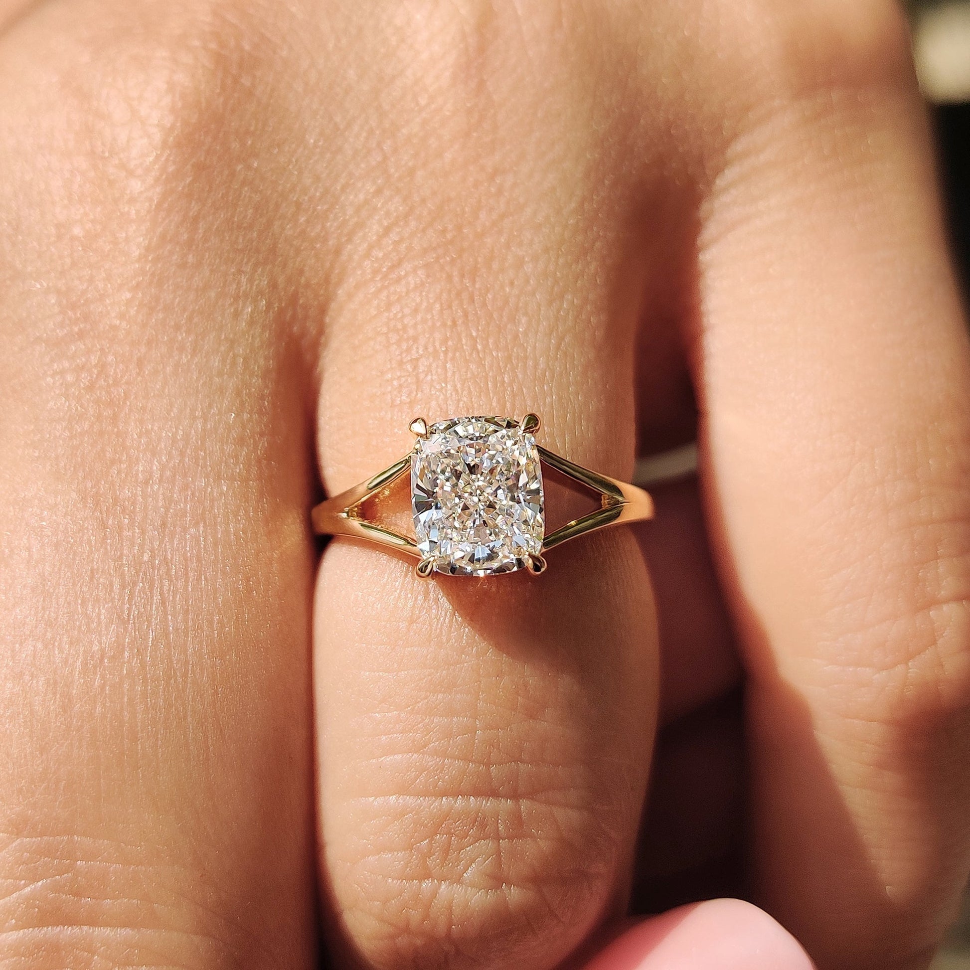 Cushion Hidden Halo Lab Grown Diamond Engagement Ring