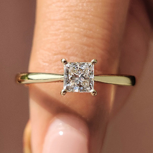Cushion Hidden Halo Lab Grown Diamond Engagement Ring