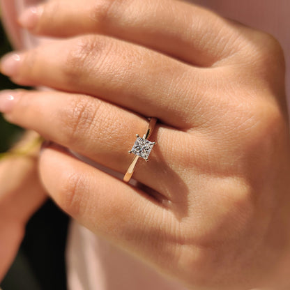 Cushion Hidden Halo Lab Grown Diamond Engagement Ring