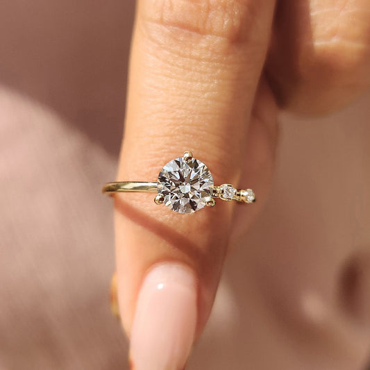 Cushion Hidden Halo Lab Grown Diamond Engagement Ring