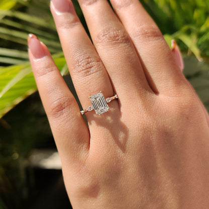 Cushion Hidden Halo Lab Grown Diamond Engagement Ring