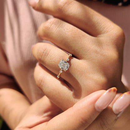 Cushion Hidden Halo Lab Grown Diamond Engagement Ring