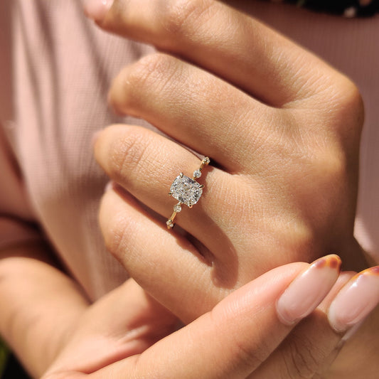 Cushion Hidden Halo Lab Grown Diamond Engagement Ring