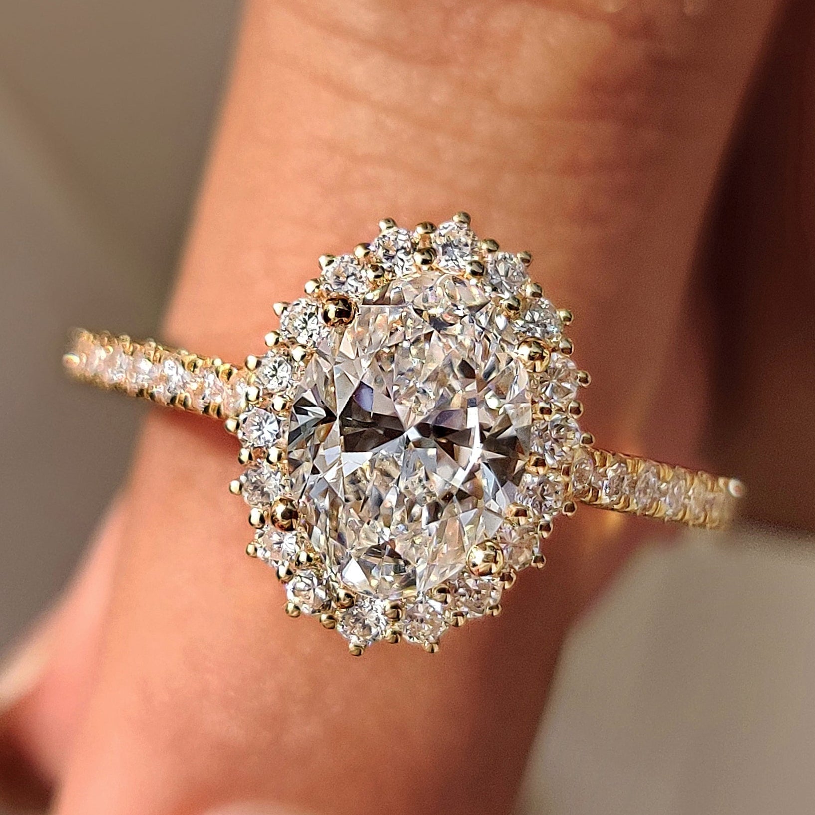 Cushion Hidden Halo Lab Grown Diamond Engagement Ring