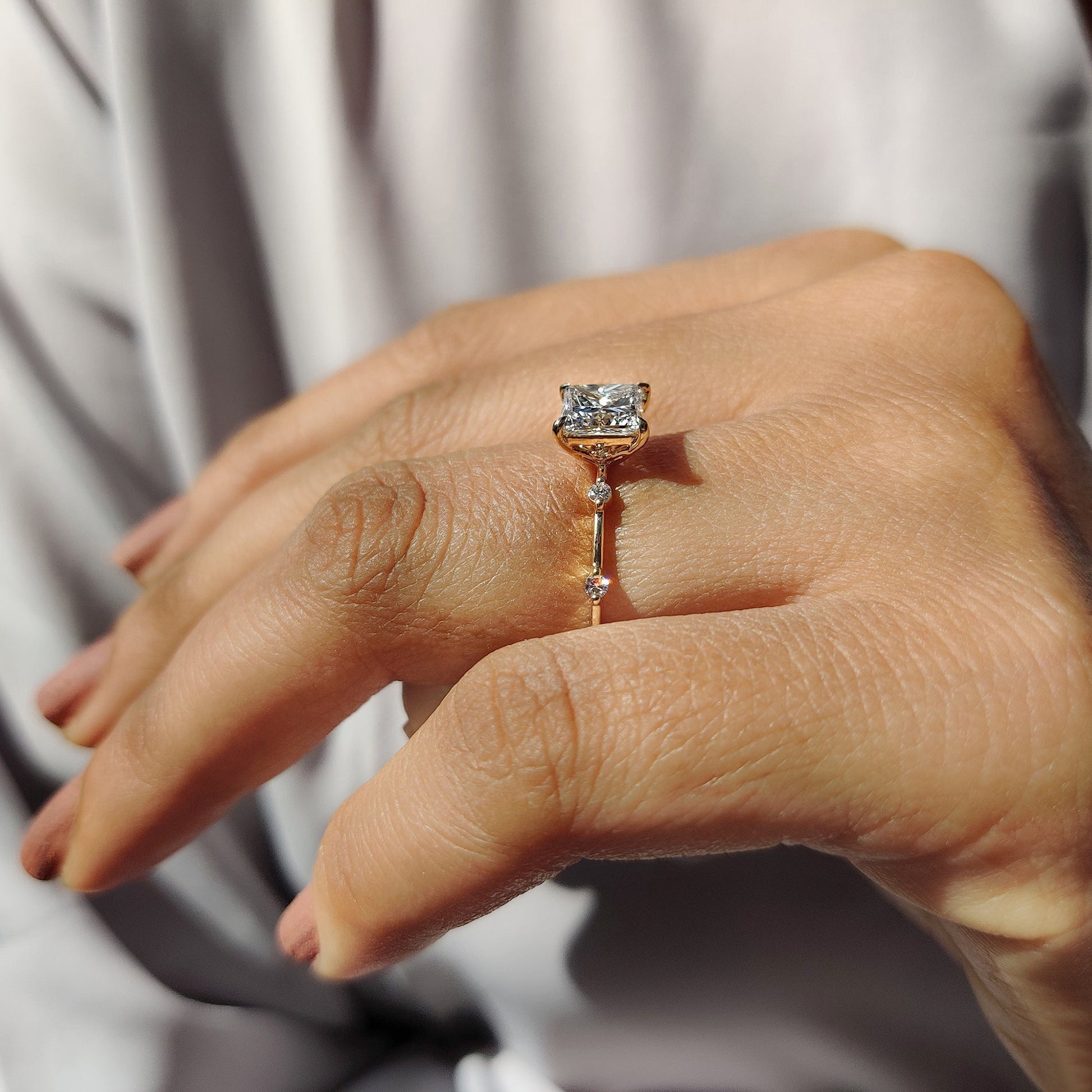 Cushion Hidden Halo Lab Grown Diamond Engagement Ring