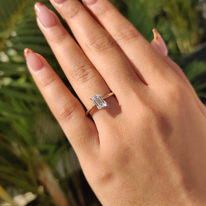 Cushion Hidden Halo Lab Grown Diamond Engagement Ring