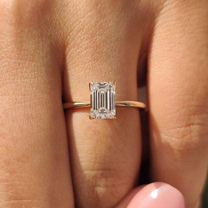 Cushion Hidden Halo Lab Grown Diamond Engagement Ring