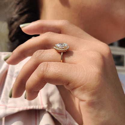 Cushion Hidden Halo Lab Grown Diamond Engagement Ring