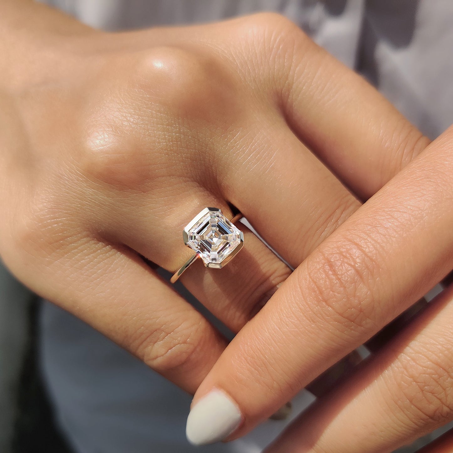 Cushion Hidden Halo Lab Grown Diamond Engagement Ring